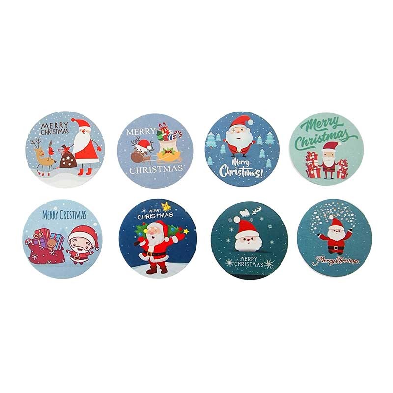 8 étiquettes cadeaux autocollantes - Père Noël traditionnel