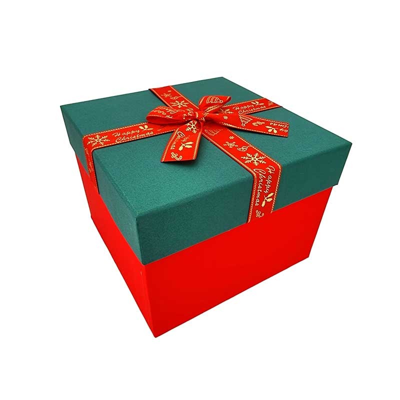 Cadeau Noël Enveloppé Avec Étiquette Cadeau Papier Carré Sur Une