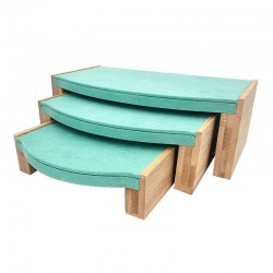 3 tables gigognes en bois et suédine vert lagon