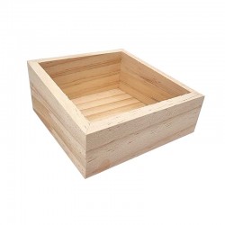Petit casier en bois brut bords inclinés 10.5x10.5cm