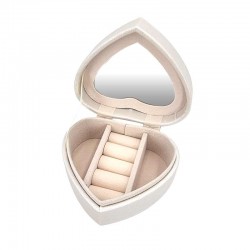 Boîte à bijoux en forme de cœur avec miroir - Lin irisé