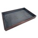 Lot de 5 plateaux de présentation en bois foncé et tissu aspect suédine gris anthracite