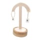 Porte boucles d'oreilles en forme de parapluie sur socle en bois - Suédine beige