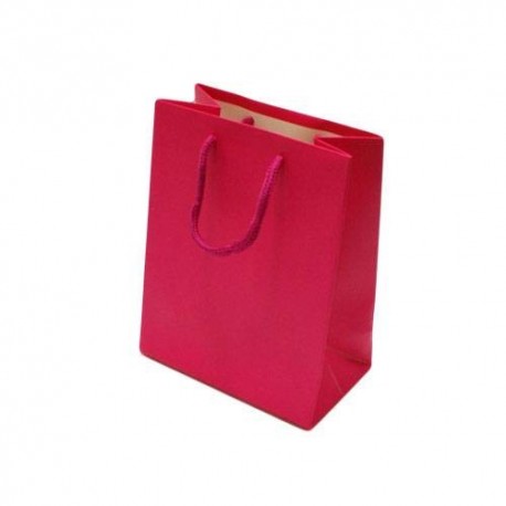 Lot de 12 sacs cadeaux couleur rose fuchsia 18x10x23cm - 12019