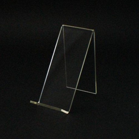 Chevalet acrylique transparent, présentoir maroquinerie transparent.