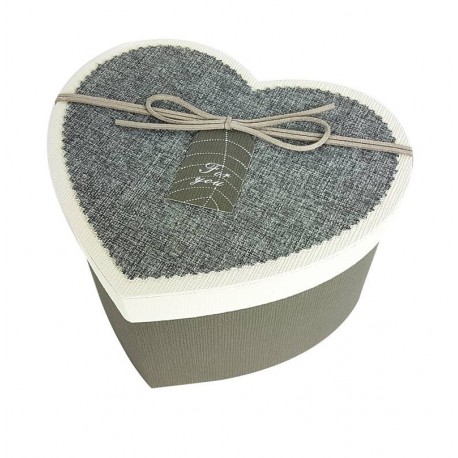 Grand coffret cadeaux gris en forme de coeur 23x19x12.5cm - 6800g