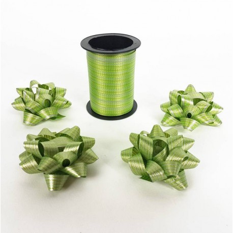 Ensemble accessoire cadeaux vert, bolduc et noeuds cadeaux vert anis.