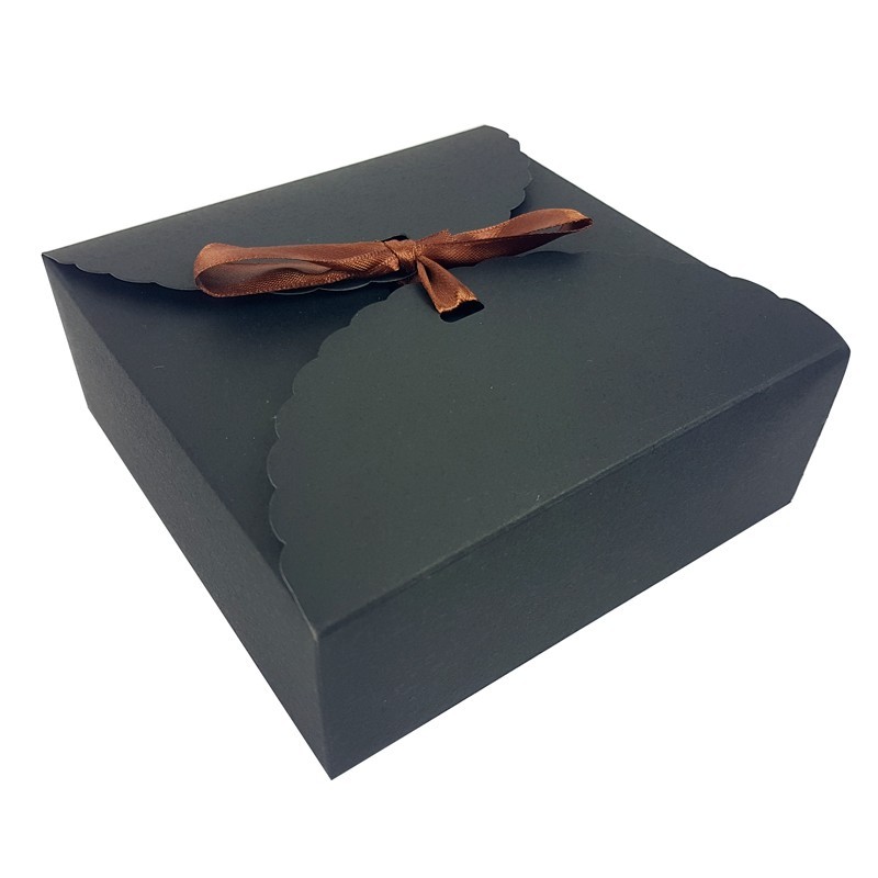 Boîtes cadeaux carton noir, boîte cadeaux noire avec noeud ruban satin