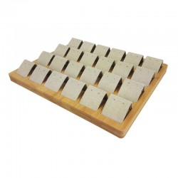 Grand plateau pour boucles d'oreilles en bois et coton beige - 9866